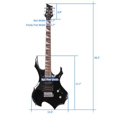 Glarry Flame Shaped Electric Guitar with 20W Electric Guitar Sound HSH Pickup Novice Guitar Audio Bag Strap Picks Shake Cable Wrench Tool 2020s - Black image 14