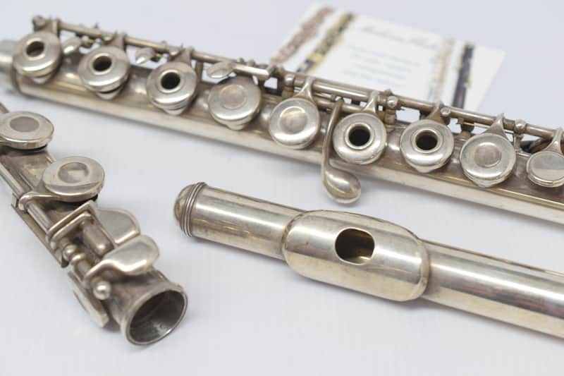 Vintage Selmer Handmade Solid Sterling Silver Flute Open Hole w/ Offset G C Foot image 1