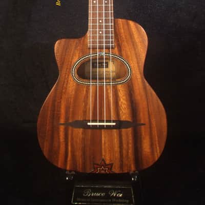 Handcrafted Left-hand Gypsy Tenor Ukulele Solid Acacia, Archback, Abalone Inlay, Soft-bag, Bruce Wei GY17-2119 image 2