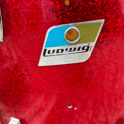 Ludwig 10x14 Floor Tom 70s Blue Olive Badge Red Sparkle image 2