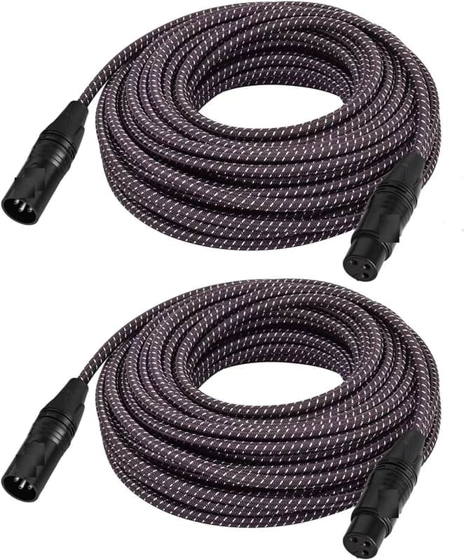 50ft XLR Cables Braided 50 ft 2 Pack - Anti-Tangling Premium XLR Patch Cables Male to Female 3 Pin image 1