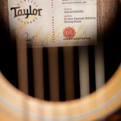 Taylor 214ce Special Edition Grand Auditorium Acoustic/Electric Guitar - Honeyburst with Gig Bag image 14