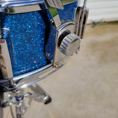 Vintage MIJ Tempro 14x5.5" Snare Drum - Blue Sparkle (168-24) image 6