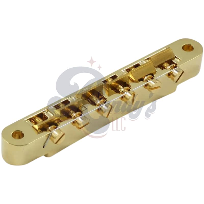 Advanced Plating 1286G ABR-1 Bridge w/ Raw Brass Saddles (Wired) - Fits Gibson®-Gold image 1