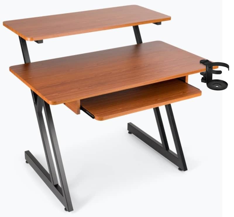 On-Stage WS7500RB Workstation Desk w/Keyboard Tray+Cup Holder for Computer/Mixer image 1