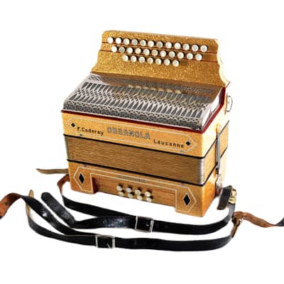 Rare Diatonic Button Accordion Hohner Organola by F. Coderay Lausanne, Switzerland+Original Case&Straps~Squeezebox-C System-powerful voice image 2