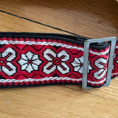 NEAR-MINT vintage 1960's ACE Bob Dylan hendrix clapton guitar strap rare red floral kurt cobain hootenanny image 7