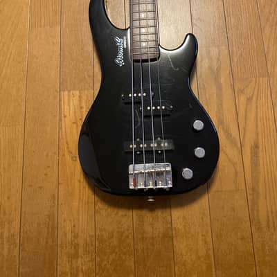 1987 Greco Atomic medium scale bass black with 80s graphics image 2