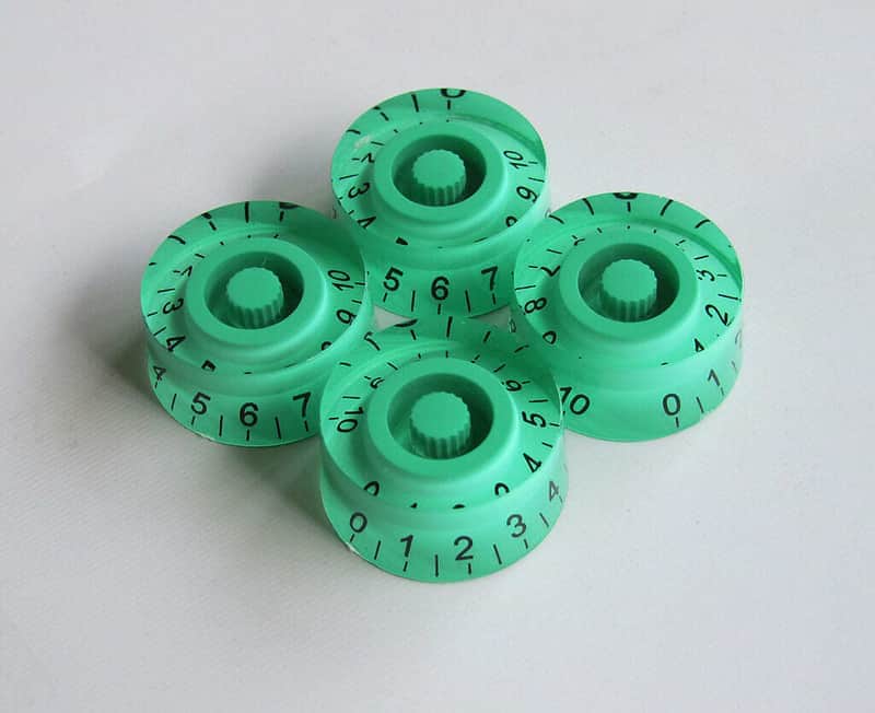 4 Pieces Green Guitar Tone and Volume Control Knobs For Metric Pots image 1