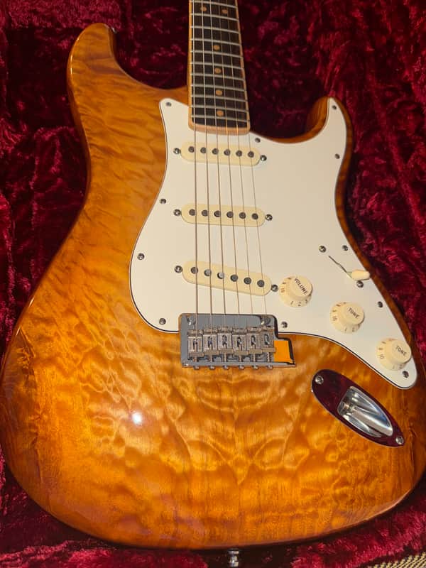 Fender American Select Stratocaster Exotic Quilt 2014 - Iced Tea Burst image 1