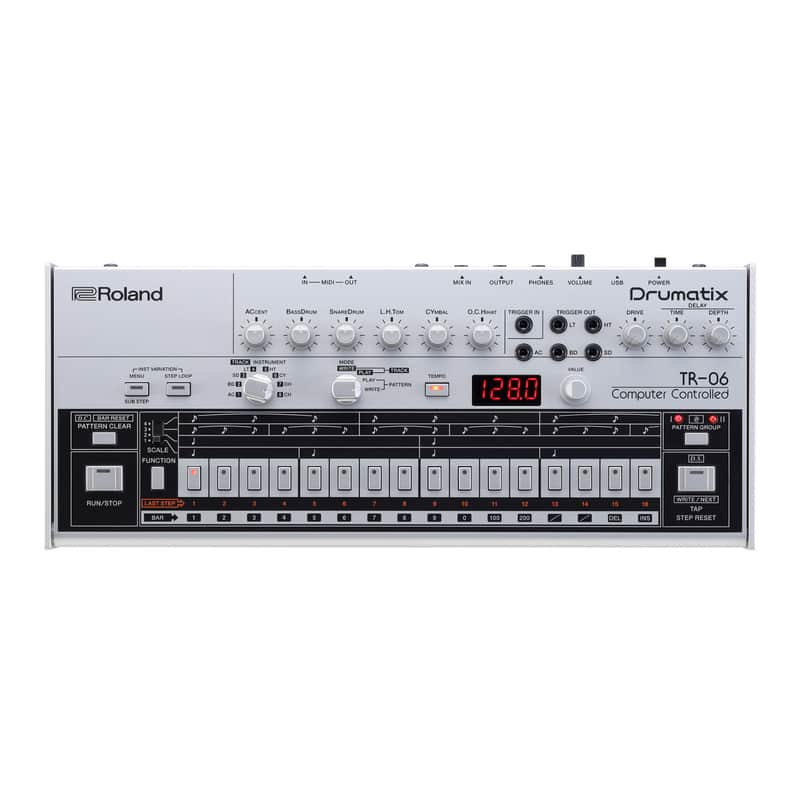 Roland Boutique Compact Modular Friendly Solid Metal Top Drum Machine with Advanced Sequencer, Five Trigger Outputs, One Trigger Input, and Color-Matched Case (Silver) image 1