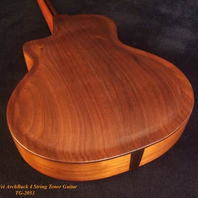 Handcrafted 4 String Tenor Guitar, Quilted Spalted Maple, Mahogany ARCH-BACK Cutaway , Vine Inlay, Soft-bag, Bruce Wei TG-2053 image 5