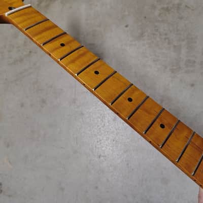 Flame Roasted Maple Strat Neck fits fender Stratocaster body 22 frets Modern image 2