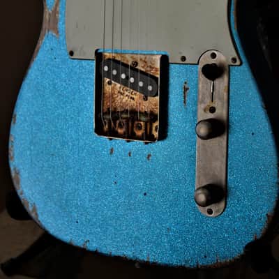 American Fender Custom Telecaster Nitro Heavy Relic Blue Sparkle image 8