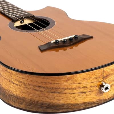 Flight Lily EQ-A Princess Series Solid Cedar Top Mahogany Neck Steel 4-String Acoustic Baritone Ukulele w/Padded Gig Bag & Pickup image 6