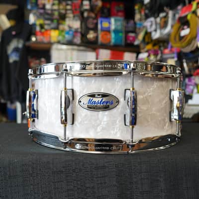 Pearl Masters MCT1455S/C448 MCT Series 5.5x14" Maple Snare Drum - White Marine Pearl image 1