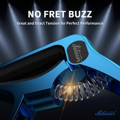 Salvori Exclusive Gradient 'Blue-Plated' Heavy-Duty Guitar Capo for Acoustic/Electric Guitar with 4 Picks, Guitar Clip/Guitar Clamp/Guitar Accessories for Classical Guitar, Ukulele, Mandolin and Banjo image 3
