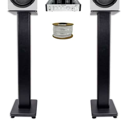 Rockville BluTube Tube Amplifier+(2) 6.5" White Bookshelf Speakers+28" Stands + Rockville BLUE 14G50 OFC 14 Gauge 50 Foot 100% Copper Speaker Wire image 1