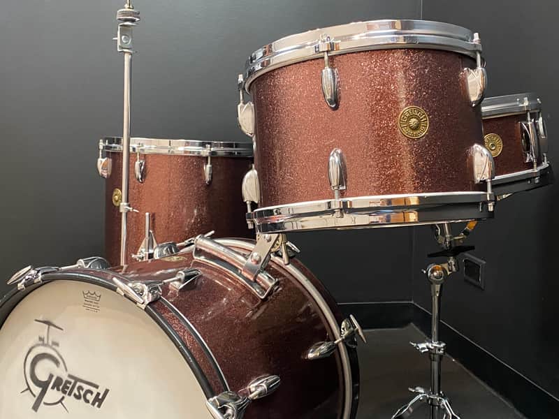 Gretsch 18/12/14/5.5x14" 60's Round Badge Drum Set - Burgundy Sparkle image 1