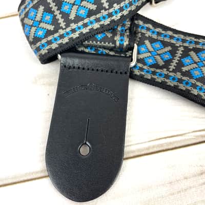 Walker & Williams H-13-M Vintage Series Woven Hootenanny Hippie Strap Blue & Grey image 4