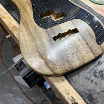 Madlad Instruments Exotic Finished Black Limba PJ-Route Precision Bass PBass Body/Pickguard Combo (made with pride in north Texas) image 5