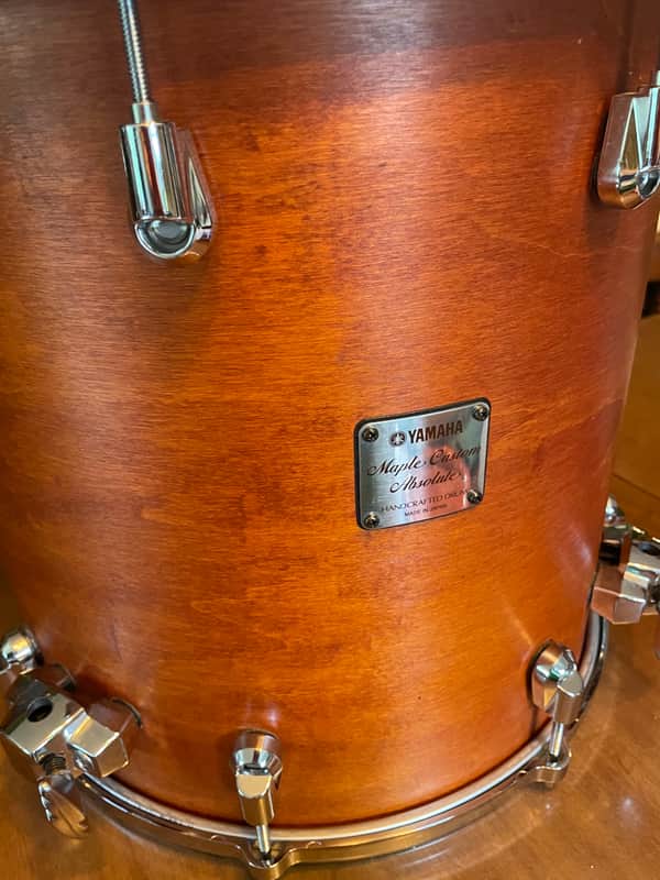 Yamaha Maple custom absolute Nouveau 14” legged floor tom drum Silver Badge- Vintage natural 14x14 image 1