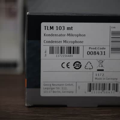 Neumann TLM 103 mt Studio Set with EA1 Shockmount 2003 - Present - Matte Black image 10