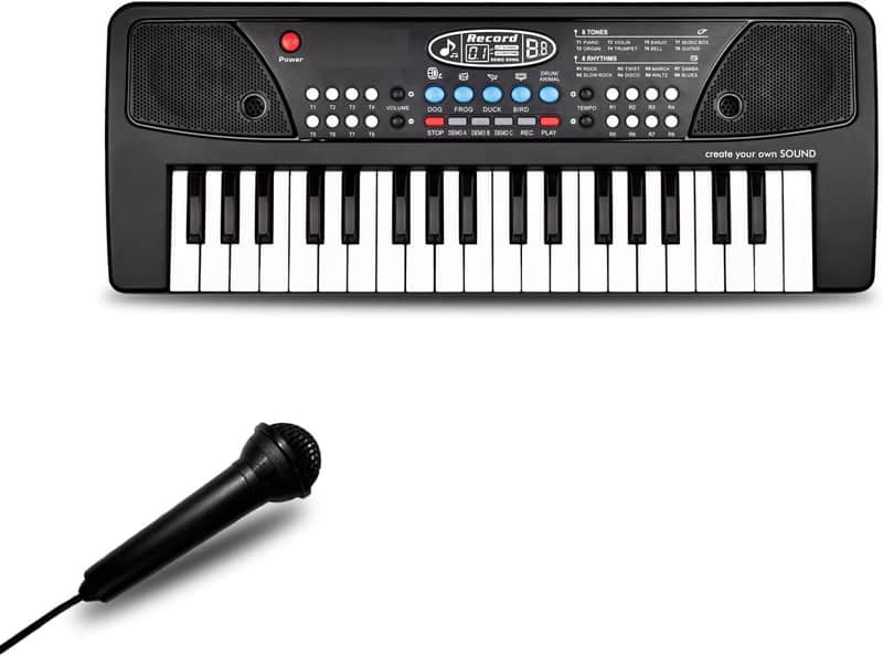 Piano Keyboard for Kids, 37 Keys Portable Electronic Piano for kids with Microphone - Music Keyboard Piano Toys for 3 4 5 6 7 8 9 Year Old Boys and Girls (Black) image 1