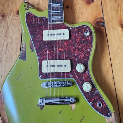 Custom Jazzmaster green electric guitar relic with P90 pickups 2026 image 2