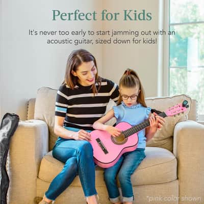 Best Choice Products Kids Acoustic Guitar Beginner Starter Kit with Carrying Case - 30in-Natural Mahogany image 11