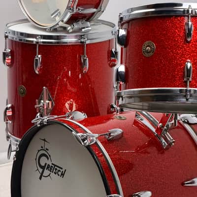 Gretsch 18/12/14/5x14" 60's Round Badge Drum Set - Rewrapped by Lee Ruff Tangerine Sparkle image 2