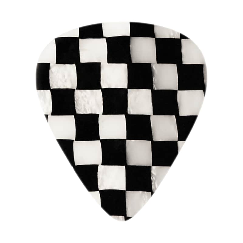 Celluloid Checkerboard Pearl Guitar Or Bass Pick - 0.71 mm Medium Gauge - Premium Made In USA - 351 Shape - 12 Pack image 1