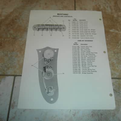 Vintage Late 1970's Fender Mustang Guitar Replacement Parts List! Case Candy! image 2