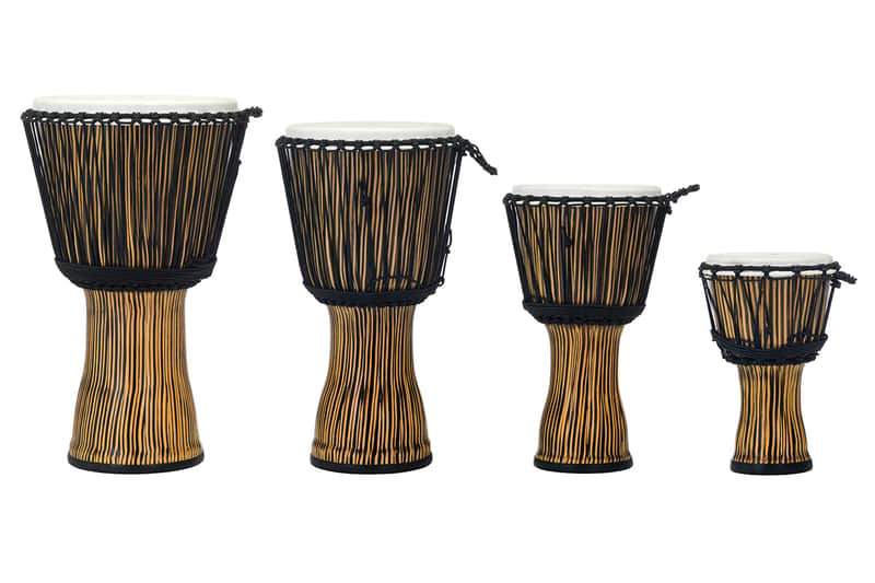 Pearl Rope Tuned Djembe - Zebra Grass 14" image 1