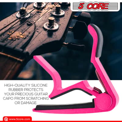 5 Core 6-String Guitar Capo Pink 2 Pack Guitar Accessory for Acoustic, Bass & Electric Guitars image 13