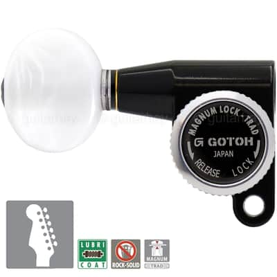 NEW Gotoh SG360-05P1 MGT 6 In-Line Locking Tuners OVAL Pearl LEFT-HANDED - BLACK