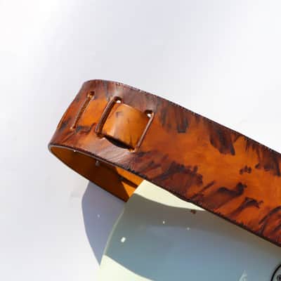 burnyblack distressed leather guitar strap - big dipper vintage/brown image 15