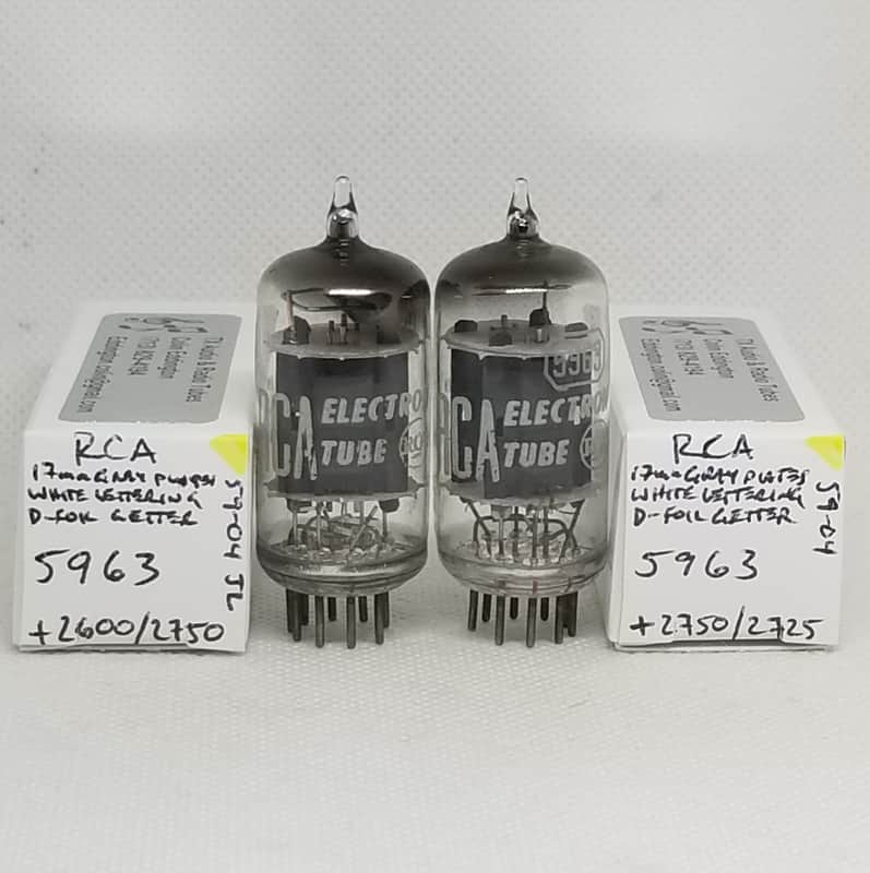 RCA 5963 D-Foil Getter Gray Plate Well Matched Pair (5.4%) NOS 12AU7 12AU7A 5963 image 1