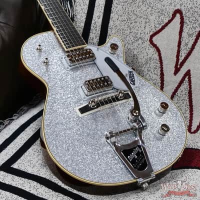 Gretsch G6129T-59 Vintage Select ’59 Silver Jet with Bigsby TV Jones Pickups Silver Sparkle 7.90 lbs image 8
