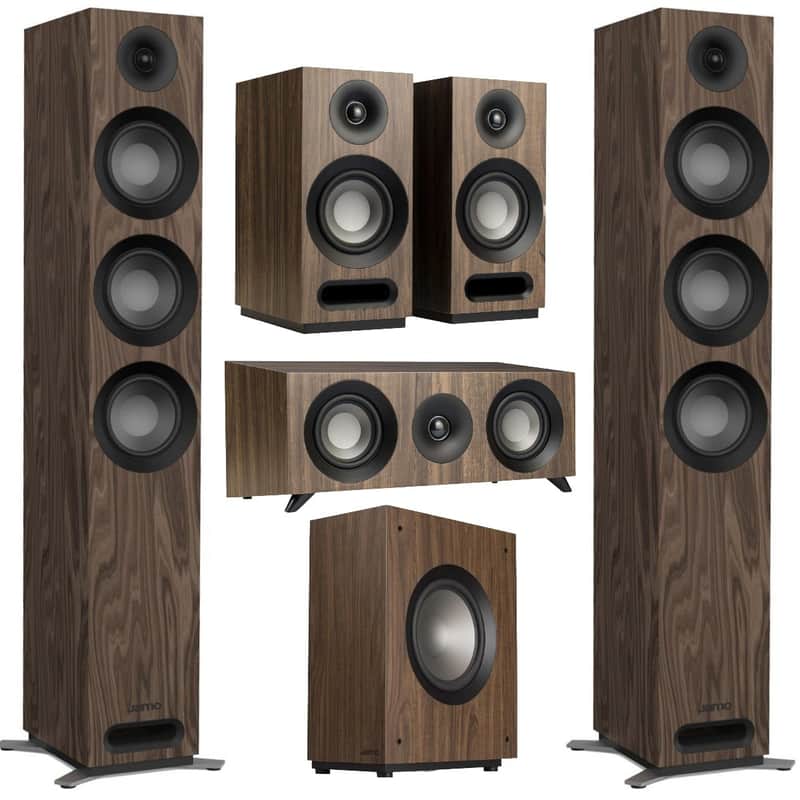 Jamo S 809 5.1 Home Theater Speaker System Bundle with Floorstanding, Bookshelf, Center & Subwoofer \u2013 Dolby Atmos Ready, 240W Front Speakers, 10\u201D Sub, Magnetic Grilles image 1