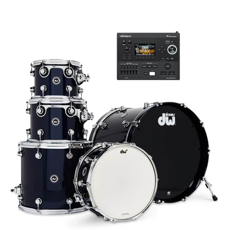 Immagine DW DWe 5pc Electronic/Acoustic Drum Shell Pack w/V51 Module Midnight Blue Metallic - 1
