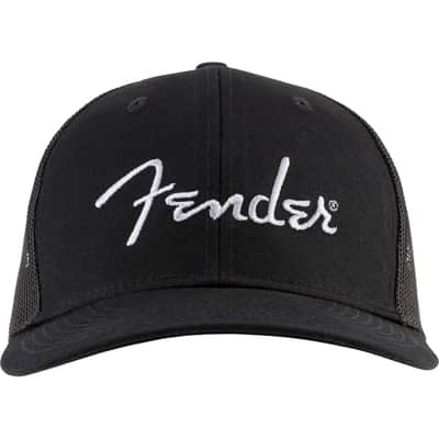 Fender Silver Thread Logo Snapback Trucker Hat, Black, One Size Fits Most image 2