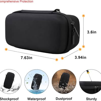 Carrying Case for Portable Bluetooth Speaker, Speaker Hard Travel Bag Storage Holder, Mesh Pocket Fits Charger, Black image 2