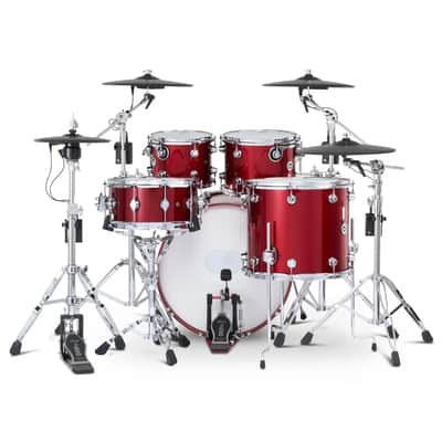 DW DWe 5pc Complete Electronic/Acoustic Drum Set w/Roland Cymbals & V51 Black Cherry Metallic image 2