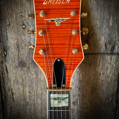 2017 Gretsch USA Custom Shop G6120WCST in Orange with orig. hard shell case and case candy image 7