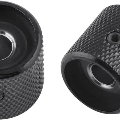 Metal Guitar Knobs Flat Top Control Knobs with Black Knurled Barrels 6mm Split Shafts Volumn Tone Control Knobs Screw Type for Tele Strat Style Electric Guitar or Bass Guitar Pack of 4pcs. image 7