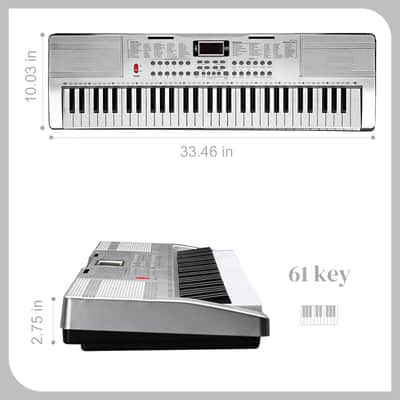 Portable 61Key Electronic Lighted Keyboard Piano LCD Screen Headphone Microphone image 2