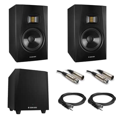 Adam Audio T7V T-Series Active Nearfield Monitor (Pair) with Adam Audio T10S - 130W 10" Active Subwoofer, 2 Hosa Technology STX-120M and 2 XLR Cables image 1