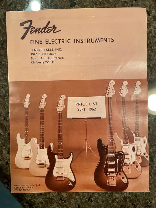 Fender Vintage 1962 Price List ( September 1962 ) 1962 Mint condition- no marks, no tears. image 1