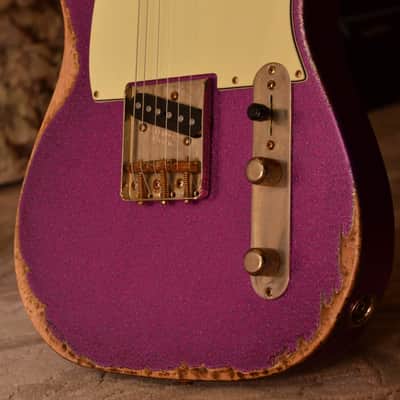 American Fender Custom Telecaster 2017 Magenta Sparkle Heavy Relic Lindy Fralins image 3